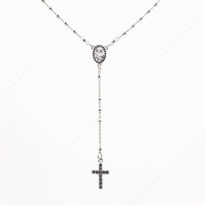 Rosario in argento 925 con zirconi e croce pendente