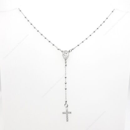 Rosario in argento 925 con zirconi e croce pendente