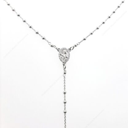 Rosario in argento 925 con zirconi e croce pendente