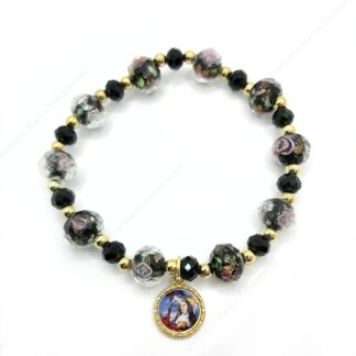 Bracciale in vetro decorato con roselline