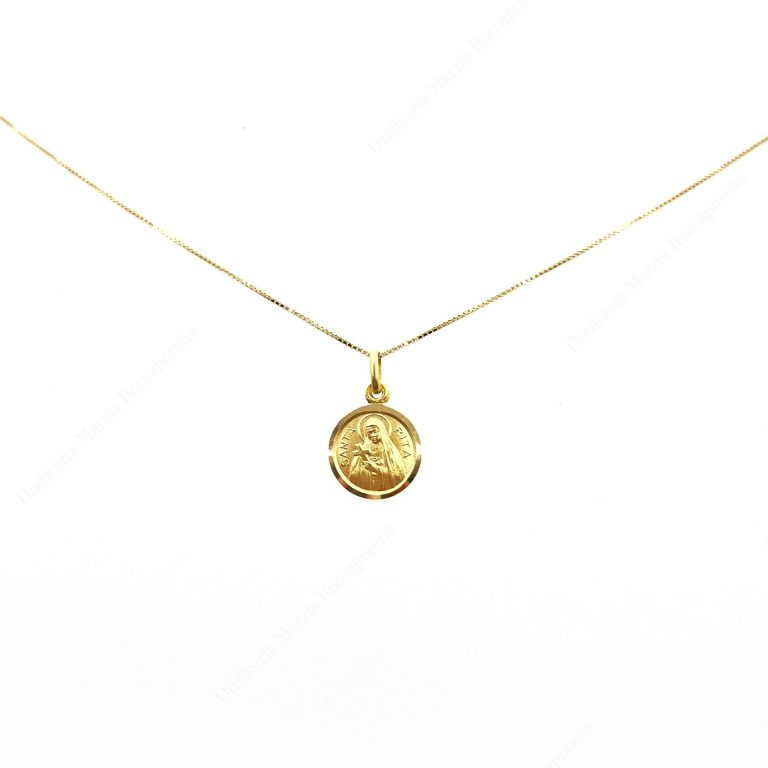 Ciondolo Medaglia In Oro Giallo 18K - Santa Rita Da Cascia - Diametri 11, 15, 17 Mm