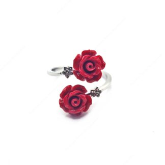 Anello in argento 925 con roselline rosse