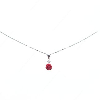 Collana in argento 925 con rosa rossa