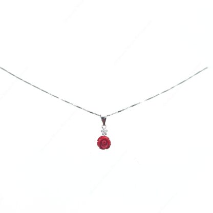 Collana in argento 925 con rosa rossa
