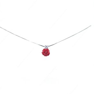 Collana con rosellina rossa e zircone