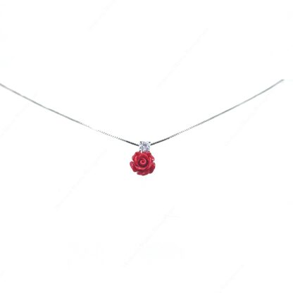 Collana con rosellina rossa e zircone