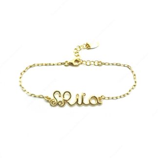 Bracciale scritta S. Rita in argento dorato