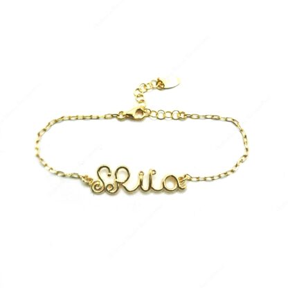Bracciale scritta S. Rita in argento dorato
