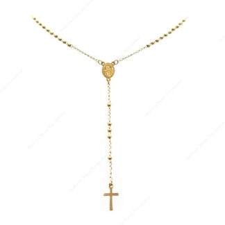 Rosario in acciaio dorato con Santa Rita