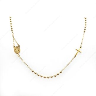 Collana rosario in acciaio dorato con Santa Rita