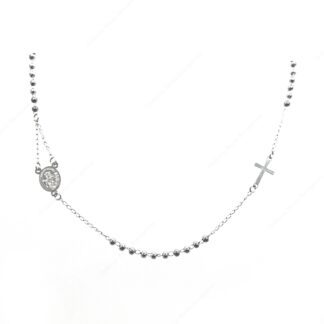 Collana rosario in acciaio con Santa Rita