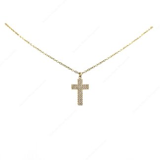 Collana in acciaio dorato con croce